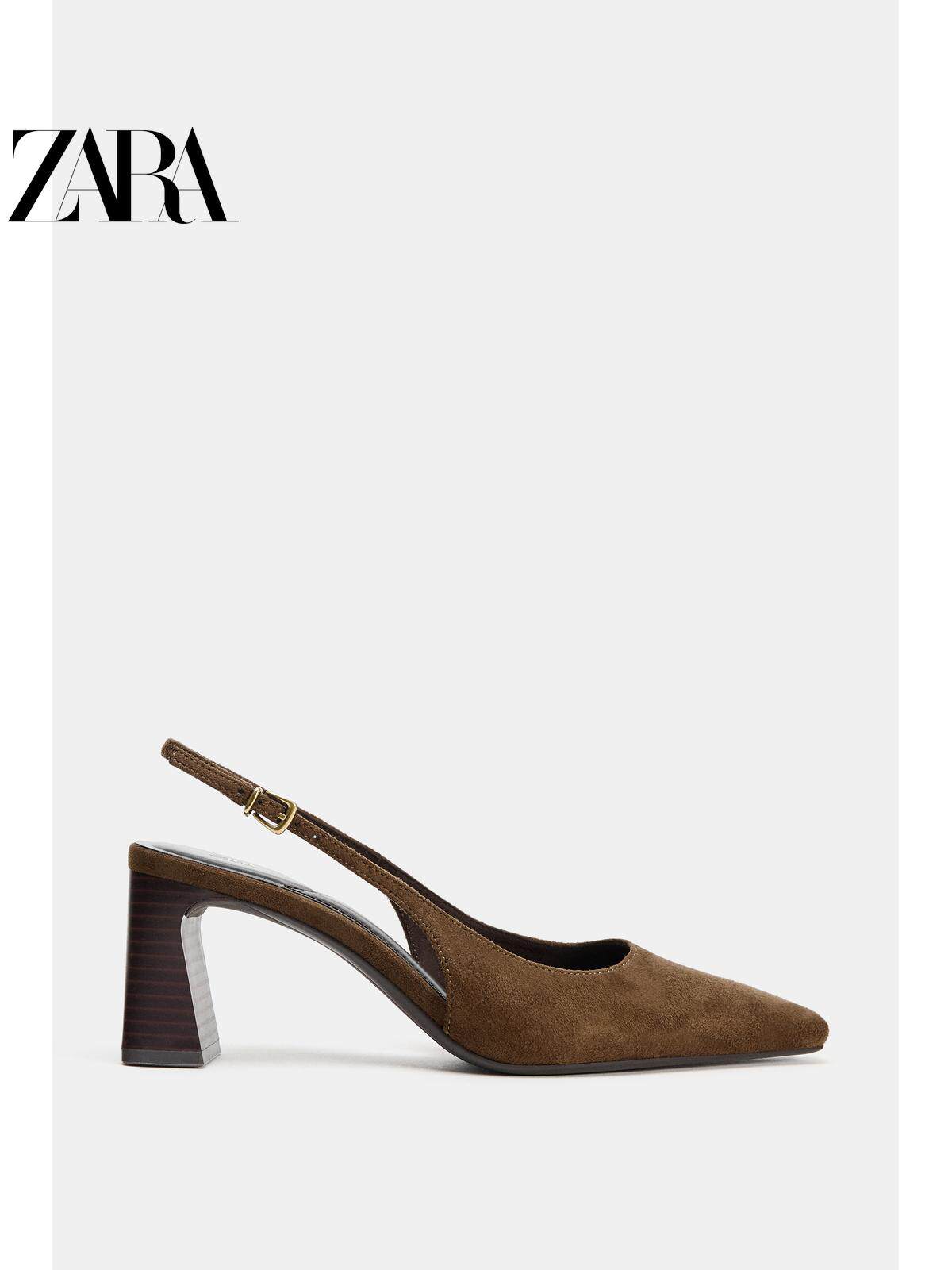 ZARA2026春夏新品 女鞋 金属搭扣露跟尖头粗高跟鞋 2239710 116主图