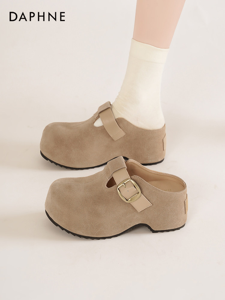 达芙妮厚底勃肯鞋女2026新款春季内增高女鞋包头拖鞋百搭单鞋子女主图