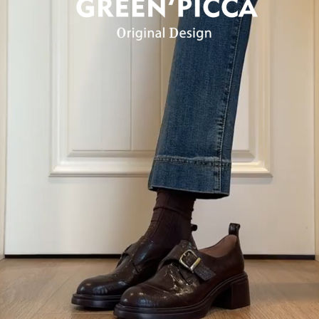 真皮~粗跟乐福鞋女2026春季新款棕色小皮鞋英伦风一脚蹬复古单鞋