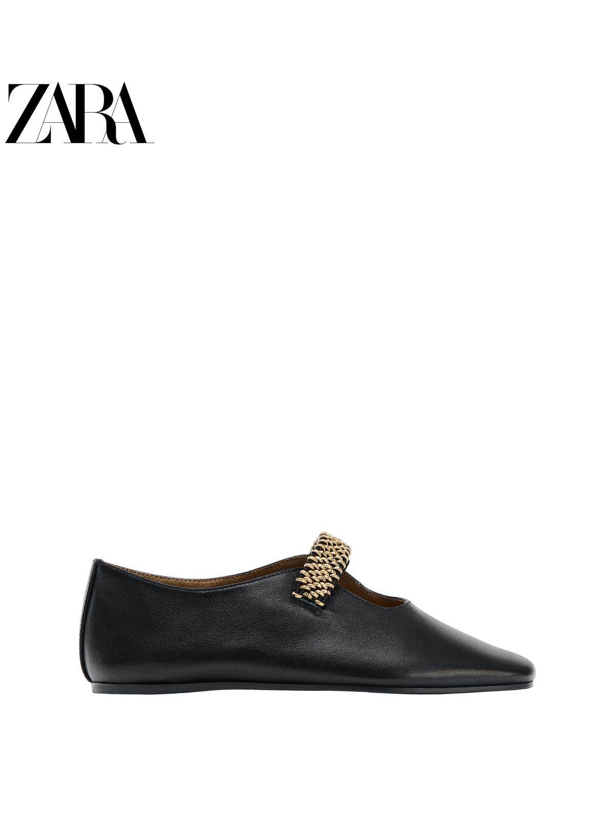 ZARA2026春夏新品 女鞋 金属吊带软皮革玛丽珍芭蕾鞋 2525710 800主图