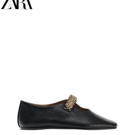 ZARA2026春夏新品 女鞋 金属吊带软皮革玛丽珍芭蕾鞋 2525710 800