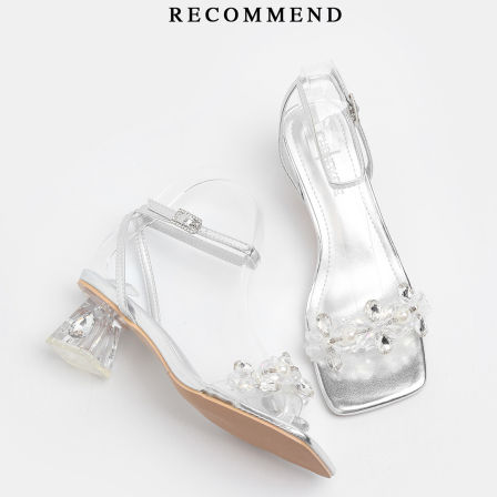 初系丨绝美水晶粗跟露趾时装凉鞋女外穿配裙凉拖鞋脚腕扣带高跟鞋