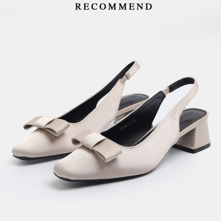 初系丨后绊带绸缎蝴蝶结中跟单鞋女夏季外穿配裙甜美法式包头凉鞋