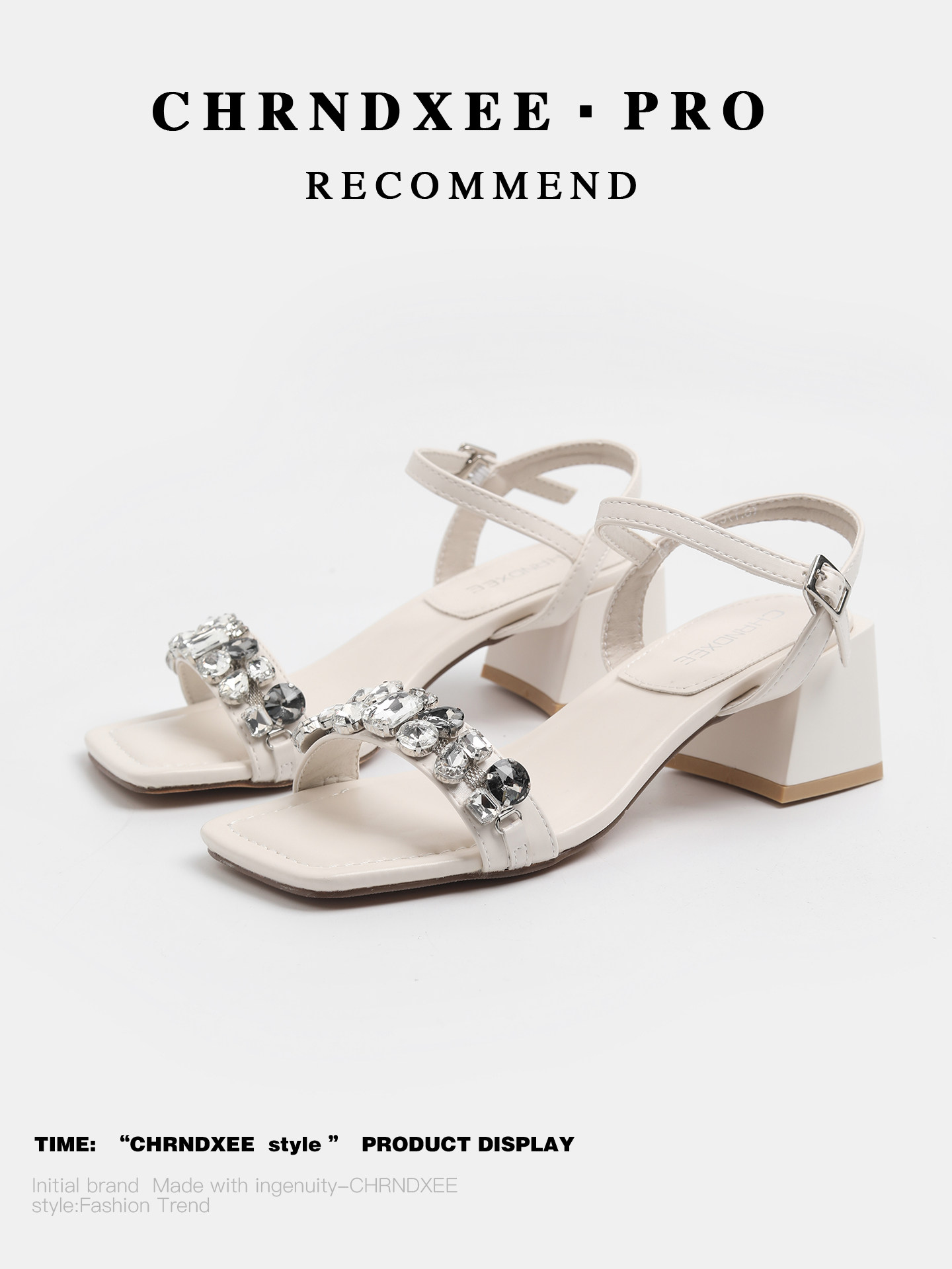 初系丨气质水钻一字带露趾高跟凉鞋女夏外穿时尚百搭配裙子凉拖鞋主图