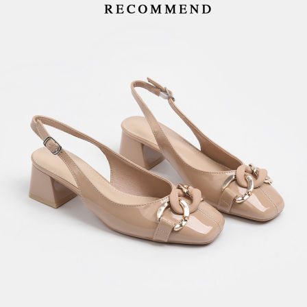 初系丨温柔裸粉色金属饰扣包头凉鞋女夏外穿配裙百搭后空中跟单鞋