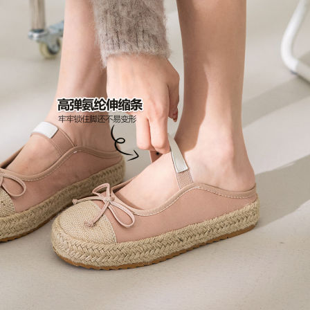 妙侣厚底编织包头凉鞋女款2026年夏季外穿凉拖鞋蝴蝶结半拖凉拖鞋