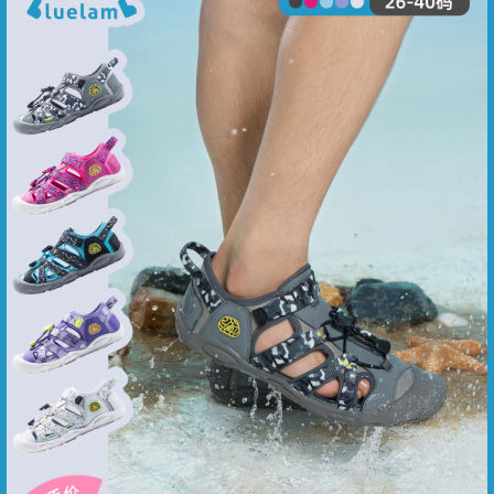 小蓝羊2026夏季新款儿童户外沙滩凉鞋宝宝防滑溯溪鞋软底包头防撞