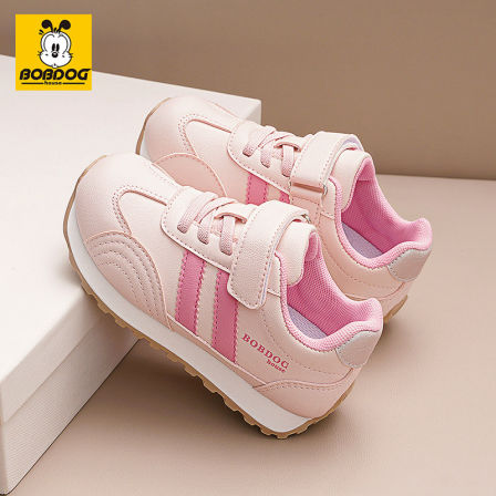 巴布豆童鞋女童鞋子春秋款2026新款阿甘鞋女孩皮面防水儿童运动鞋