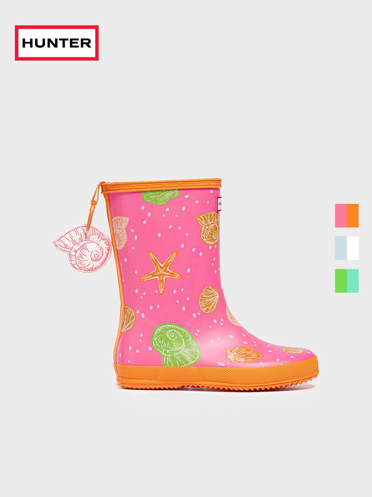 HUNTER2026早春新款儿童海洋风印花高筒雨靴户外防水防滑宝宝水鞋主图