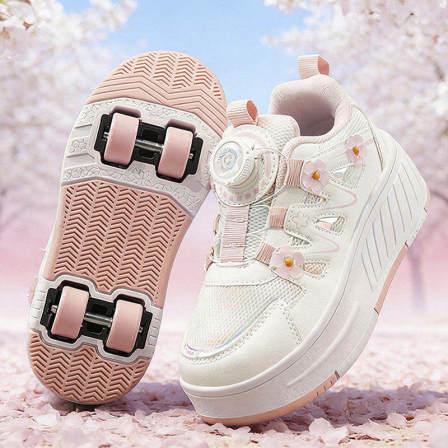 儿童暴走鞋2026春夏季新款中大童网面爆走鞋女孩旋钮扣轮滑鞋