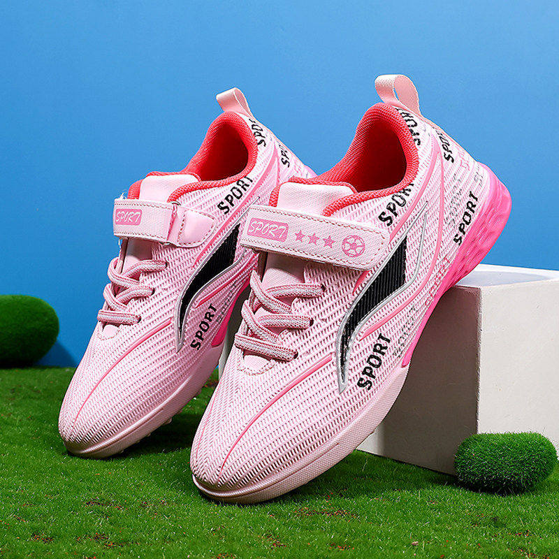 女童足球鞋春季2026新款儿童tf短碎钉魔术贴球鞋男孩训练防滑球鞋主图