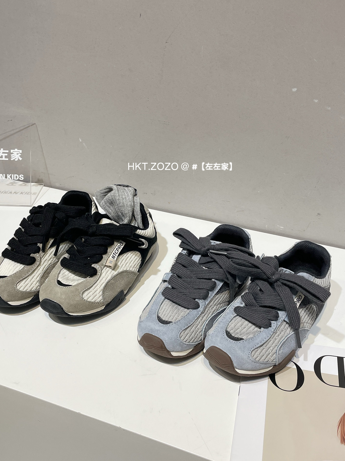 左左家儿童复古拼色防踢运动鞋2026新款韩版男女童户外防滑休闲鞋主图