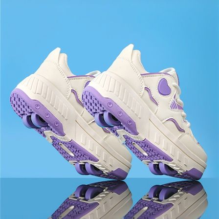 女童暴走鞋春季四轮可收缩儿童运动鞋中大童溜冰轮滑鞋旋转扣学生