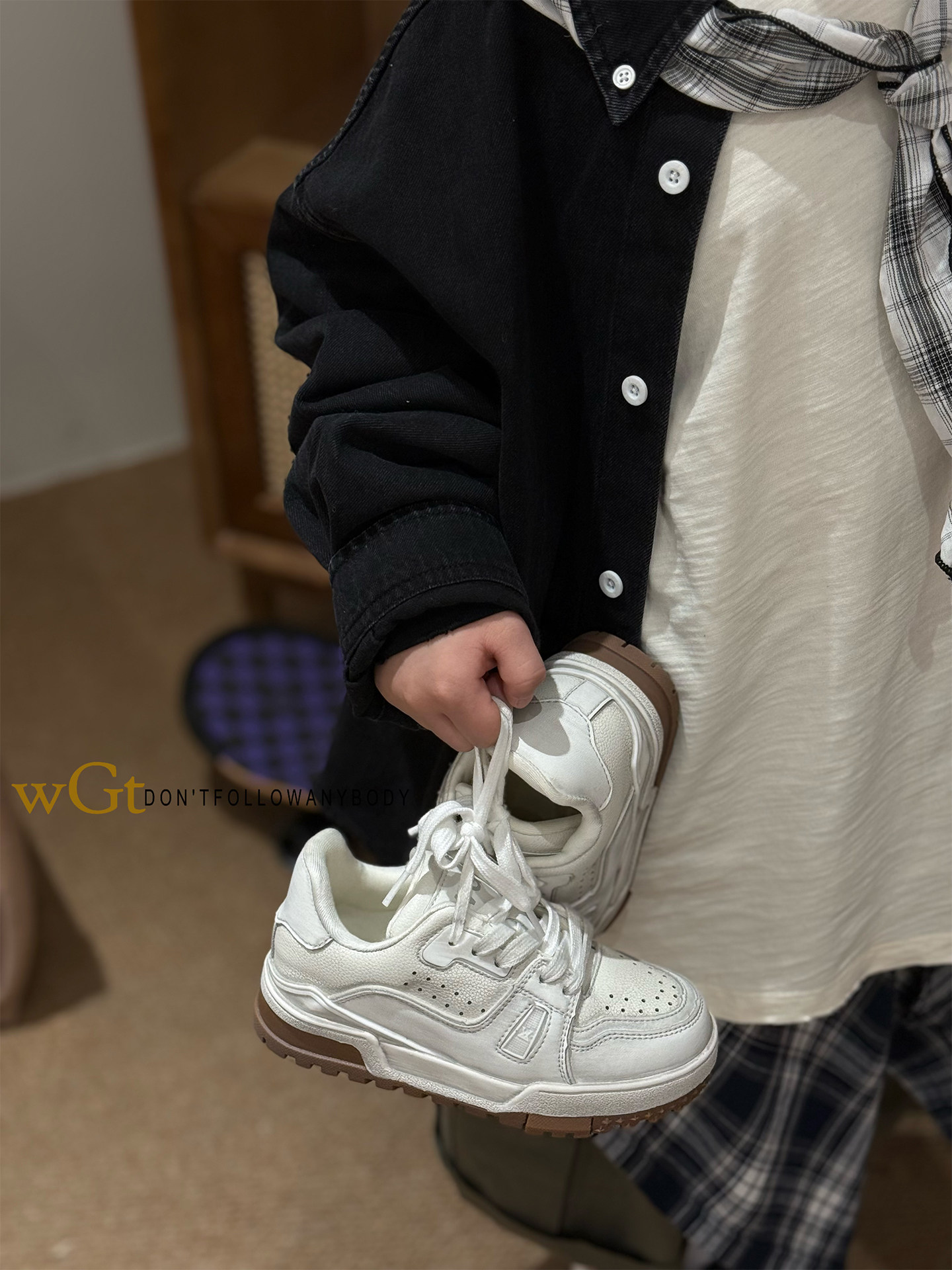 WGT儿童板鞋百搭小白鞋2026春季休闲鞋中大童运动鞋软底脏脏鞋主图