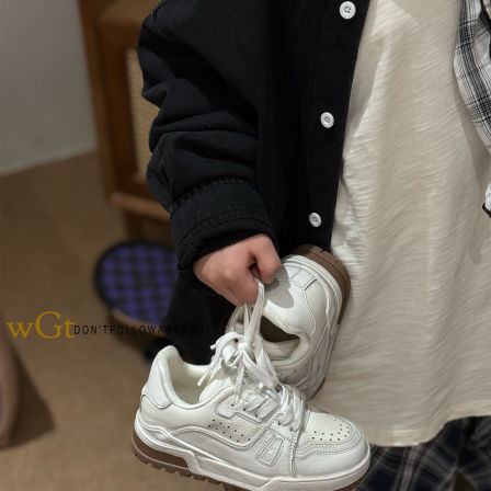 WGT儿童板鞋百搭小白鞋2026春季休闲鞋中大童运动鞋软底脏脏鞋