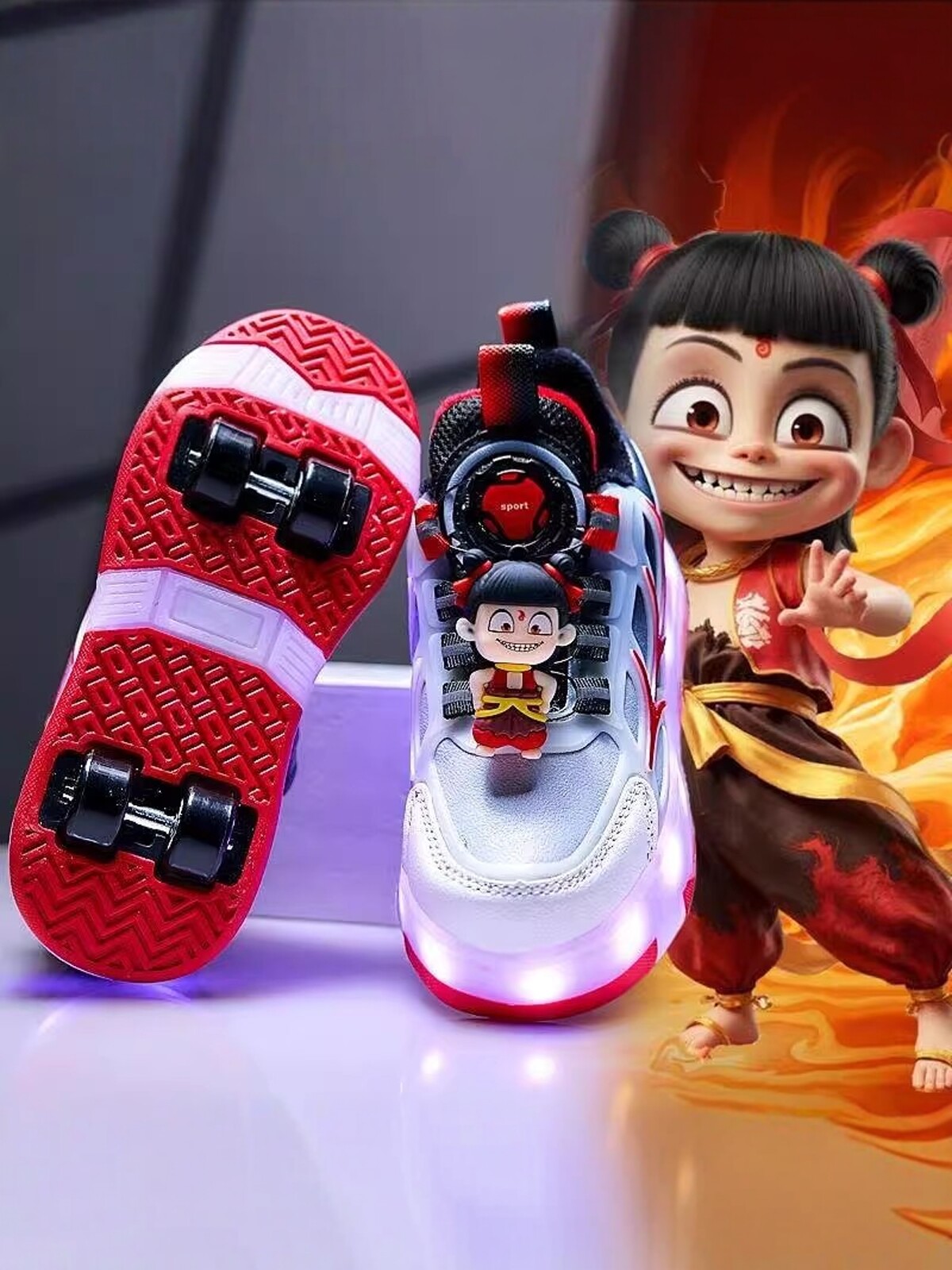 暴走鞋男童2026新款春季亮灯儿童溜冰鞋大童四轮带轮子隐形轮滑鞋主图