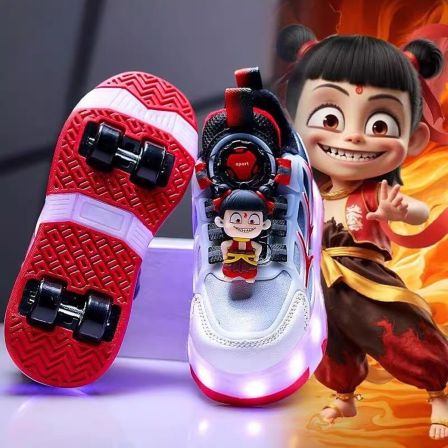 暴走鞋男童2026新款春季亮灯儿童溜冰鞋大童四轮带轮子隐形轮滑鞋