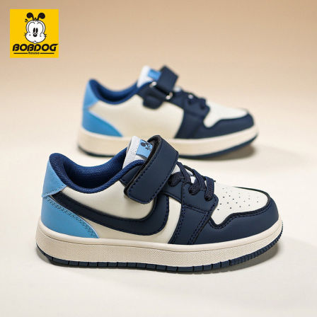 巴布豆童鞋男童板鞋2026春季新款皮面防滑鞋底儿童男孩休闲运动鞋