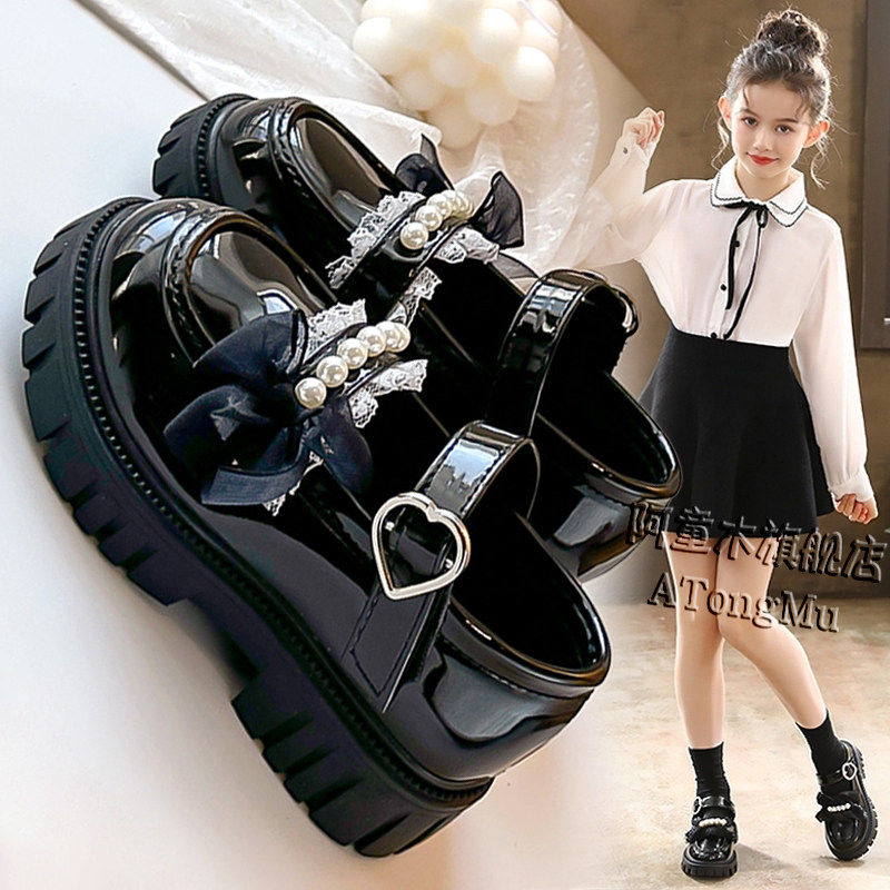 官网C&K女童小皮鞋2026新款春季软底儿童乐福女孩黑色单鞋公主鞋主图