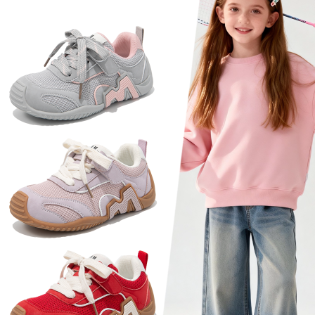 FVM女童鞋子儿童运动德训网鞋2026新款春季阿甘大童轻便软底跑步