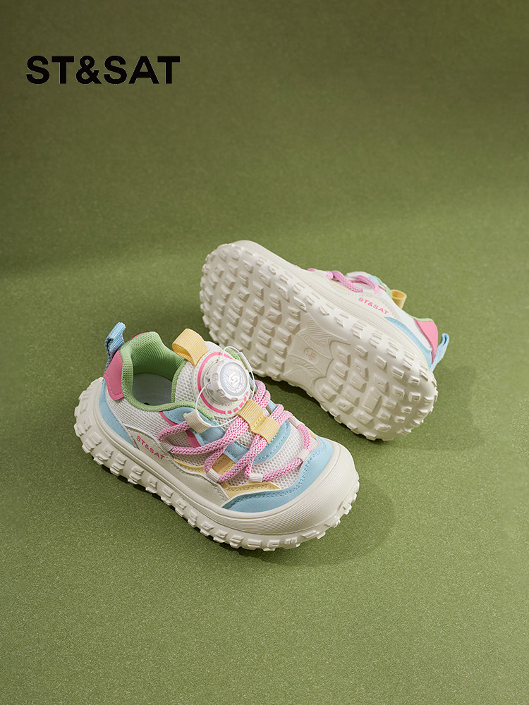 星期六儿童跑步鞋女童网面运动鞋2026新款小学生纽扣鞋男童老爹鞋主图