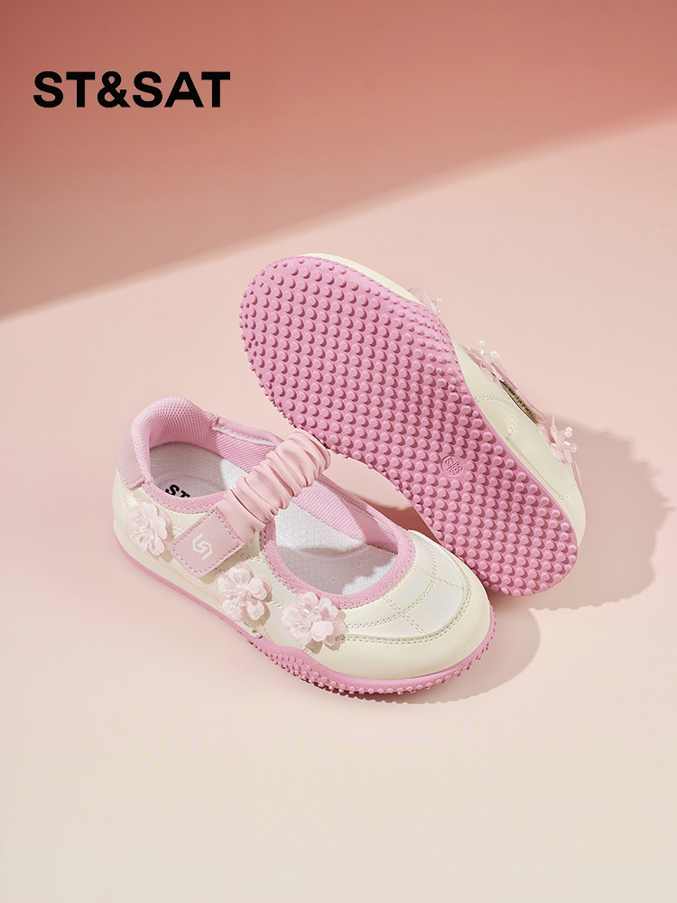 星期六儿童浅口小皮鞋女童绣花公主鞋春季2026新款芭蕾舞鞋休闲鞋主图