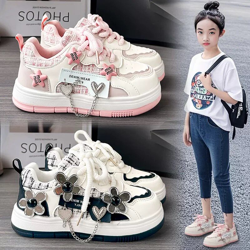 官网C&K女童鞋子板鞋春季2026新款儿童运动鞋软底学生女孩小白鞋主图