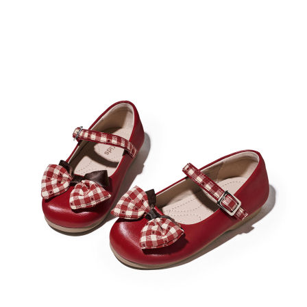 红蜻蜓女童鞋2026春季新款儿童小皮鞋蝴蝶结公主鞋软底宝宝单鞋