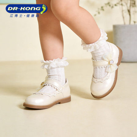 Dr.Kong江博士童鞋2026春季新款女孩公主礼仪鞋宝宝米色女童皮鞋