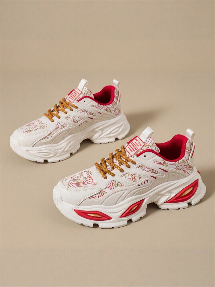 鞋子男鞋2026马年新款春季爆款男士潮牌厚底百搭本命年红色老爹鞋主图