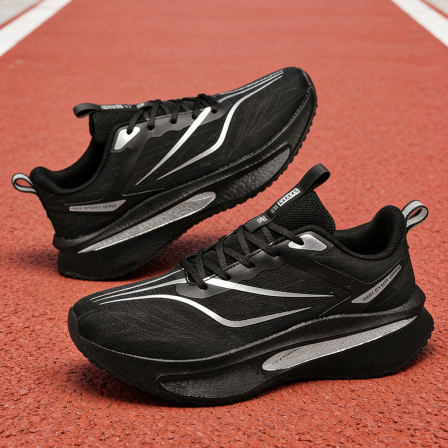 鞋子男款2026新款透气网面黑色运动鞋男生爆米花底不累脚跑步鞋男