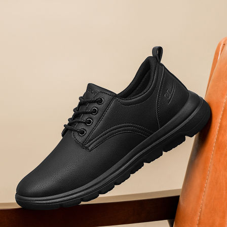 回力皮鞋休闲男鞋黑色英伦风商务正装青中年工作鞋上班软底开车鞋