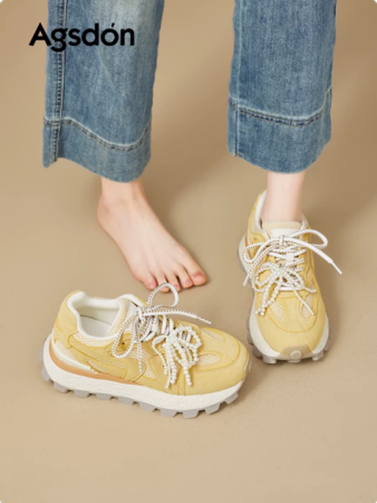 奥古狮登厚底阿甘鞋女2026春季新款复古百搭老爹鞋软底休闲运动鞋主图