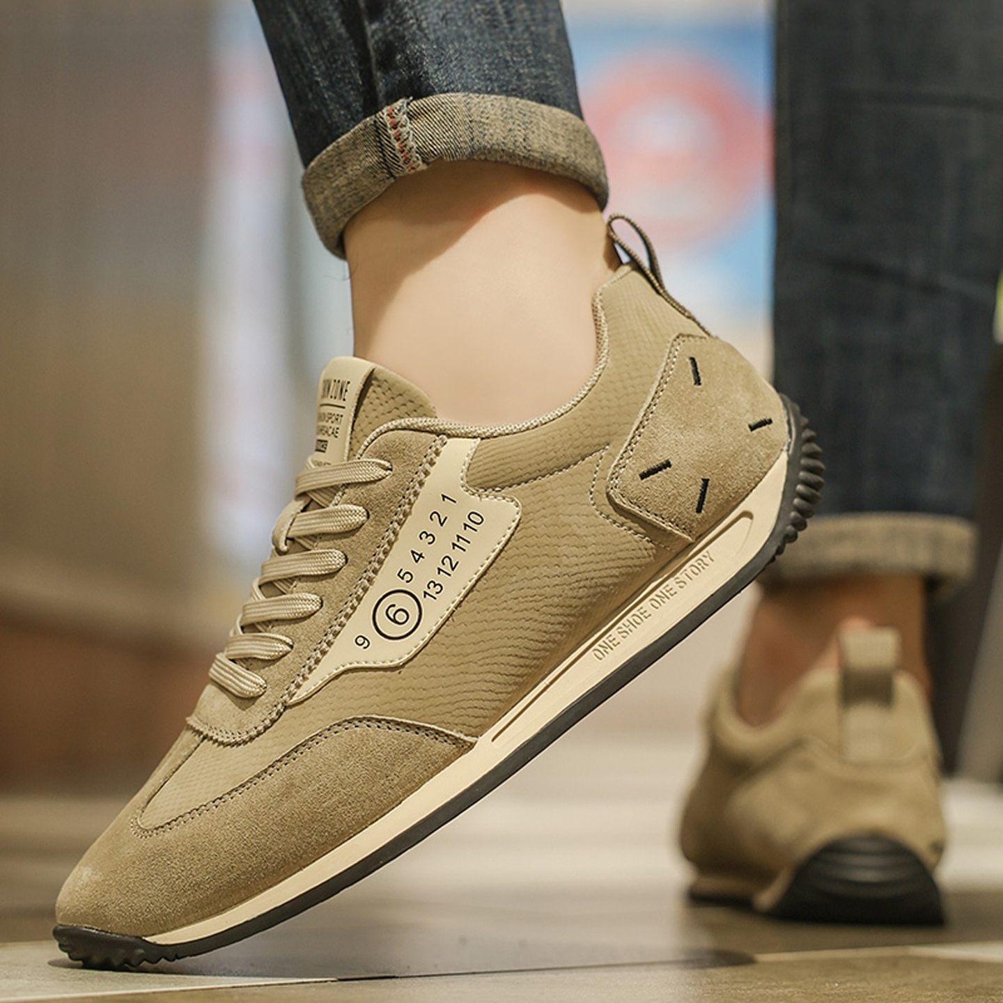 李宇新男鞋春季透气软底真皮男生运动潮牌高级感百搭阿甘潮鞋主图