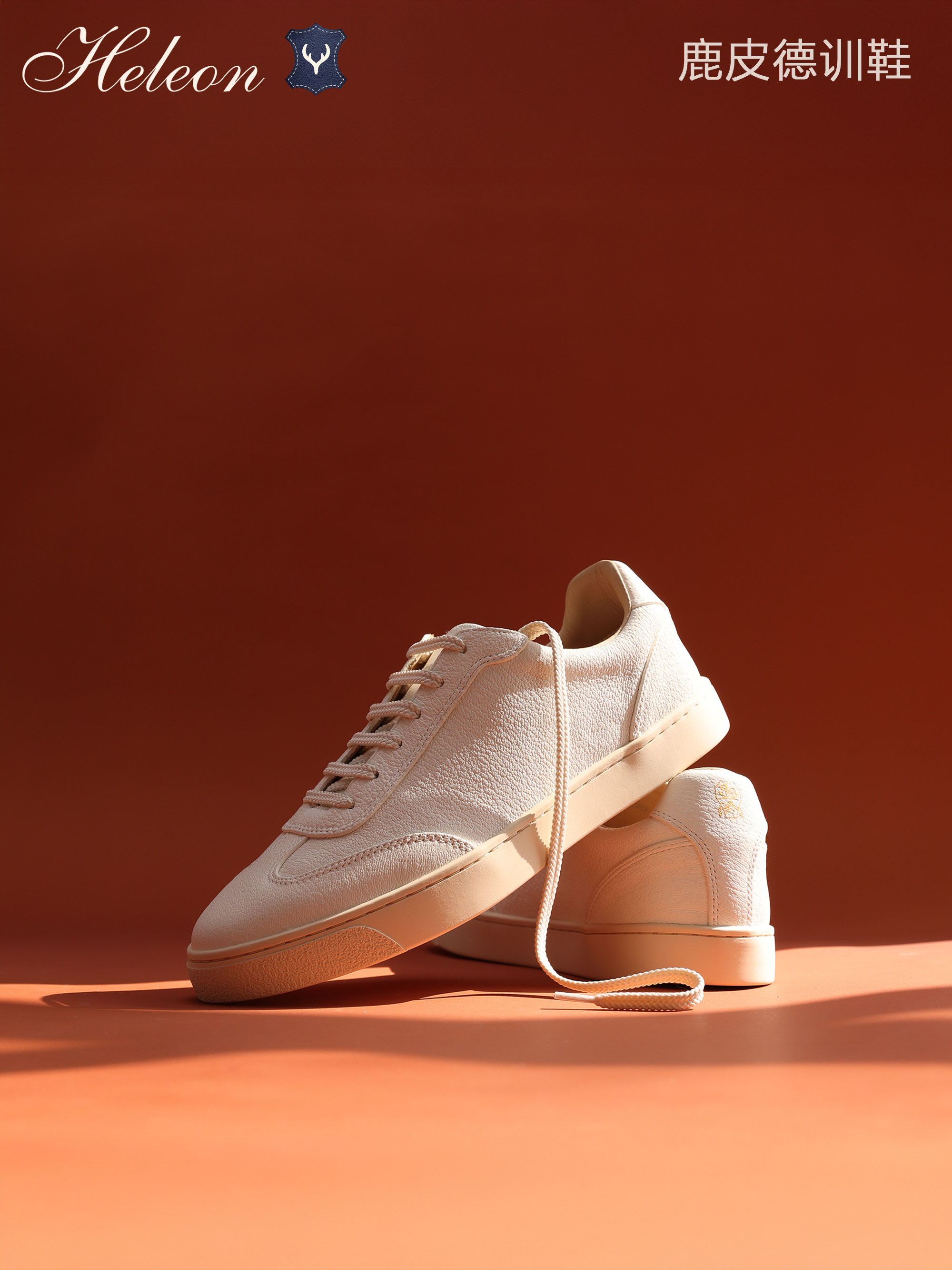 【新西兰鹿皮】HELEON BC白鹿德训鞋 老钱风休闲板鞋柔软小白鞋主图