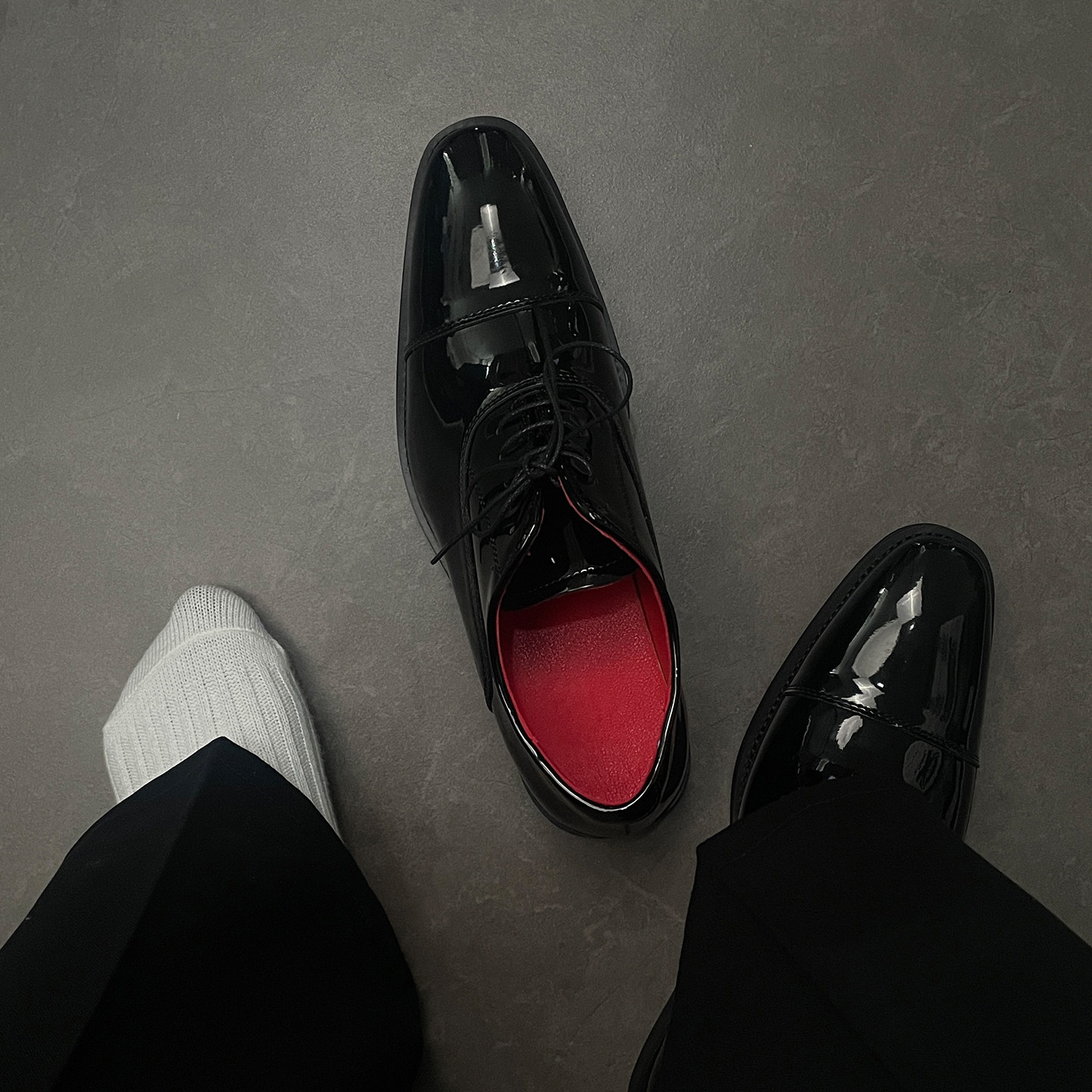 明星同款红底方头皮鞋结婚新郎鞋厚底德比鞋黑色亮面男士正装尖头主图