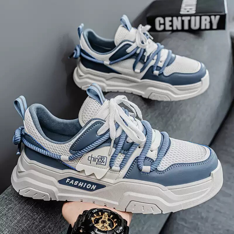 李宇新男鞋2026新款春夏季网面百搭休闲板鞋初中学生厚底运动潮鞋主图