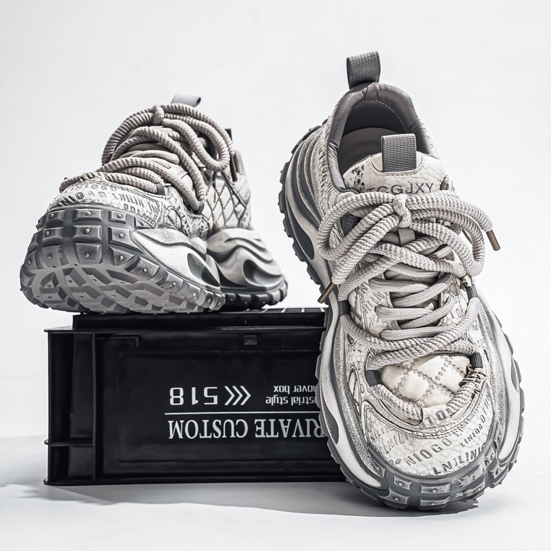 运动鞋男款春季2026新款高级感复古百搭休闲青少年厚底增高老爹鞋主图