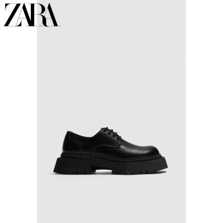 ZARA2026春夏新品 男鞋 黑色简约圆头厚底德比正装鞋 2418720 800