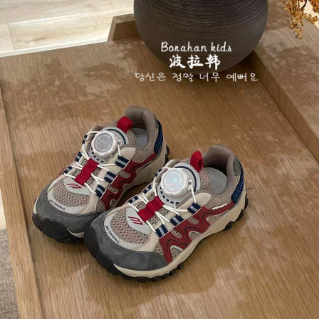 JBM女童新款登山鞋2026春季儿童旋转扣运动鞋中大童防滑休闲鞋子