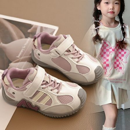 儿童运动鞋2026春季新款女童复古阿甘鞋网面中大童软底防滑休闲鞋