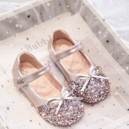 童梦晴天女童公主鞋儿童闪闪水晶鞋软底2026新款春季女宝演出皮鞋