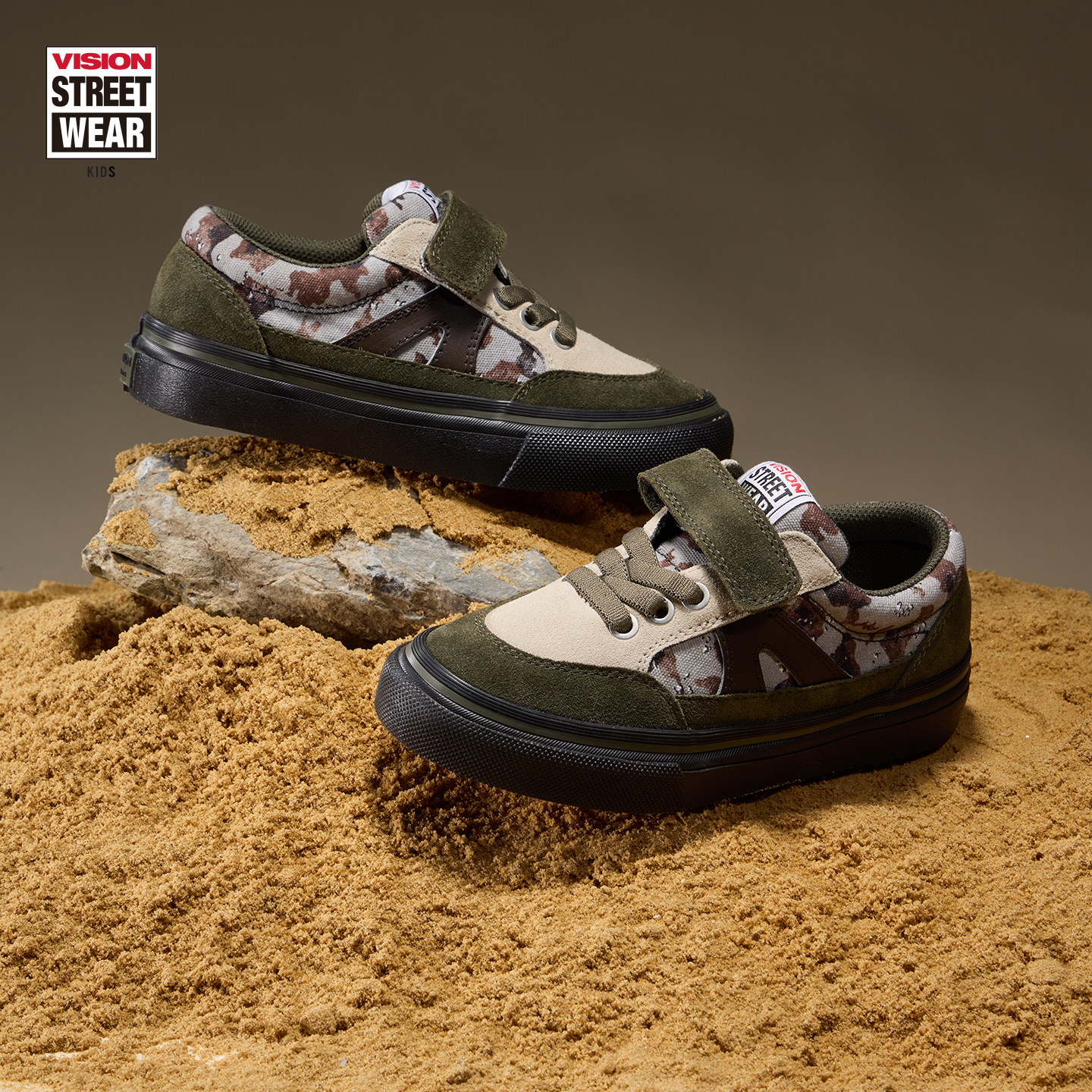 VISION童鞋 STICKY魔术贴迷彩印花帆布滑板鞋运动鞋男女儿童26春主图