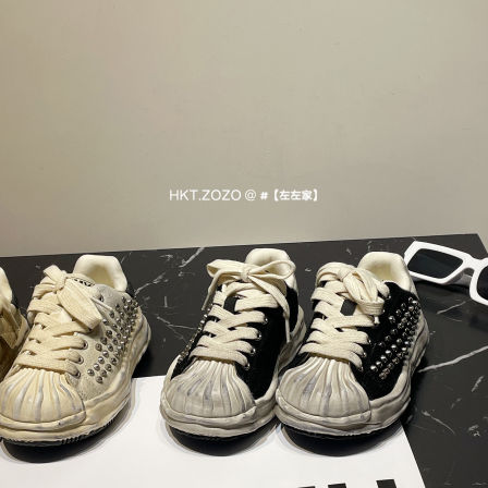 左左家中大童做旧拼色贝壳头板鞋2026春新款男女童时髦炸街休闲鞋