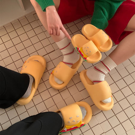 细细条 儿童足弓凉拖ins可爱汉堡男童女童居家防滑室外亲子拖鞋夏