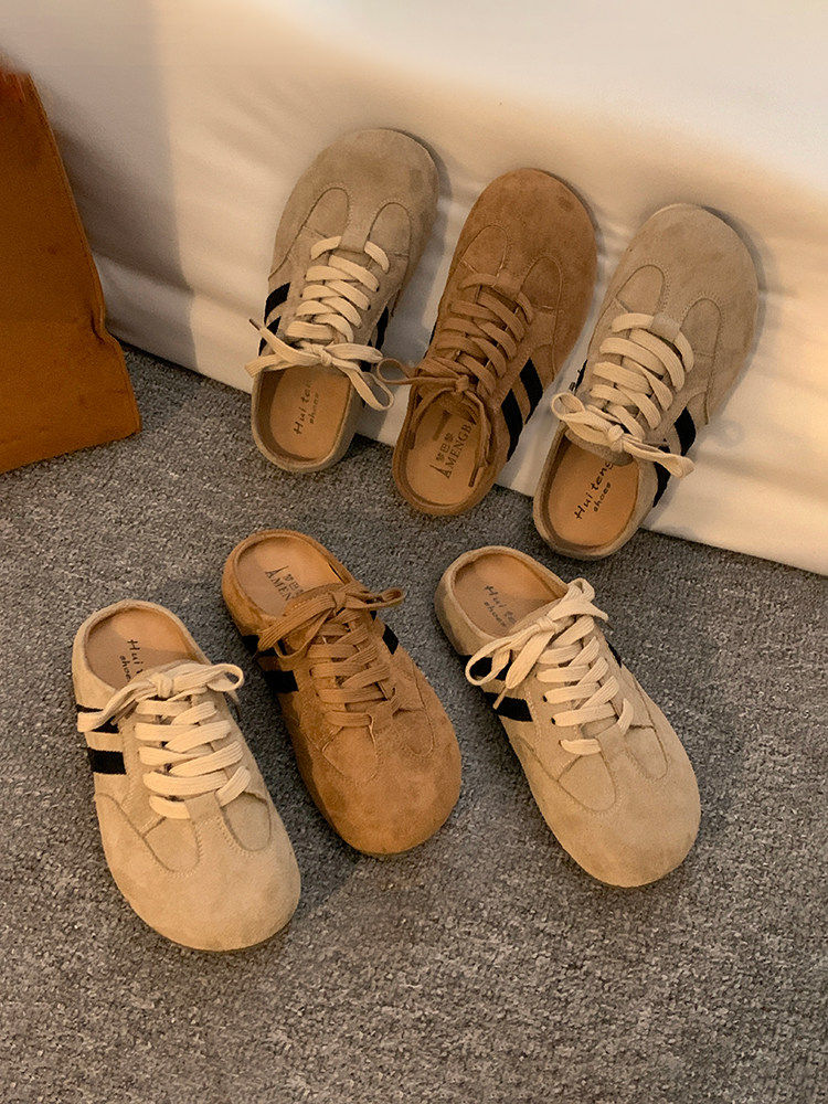 超火勃肯鞋女款2026新款春季外穿一脚蹬女鞋厚底增高包头半拖鞋女主图