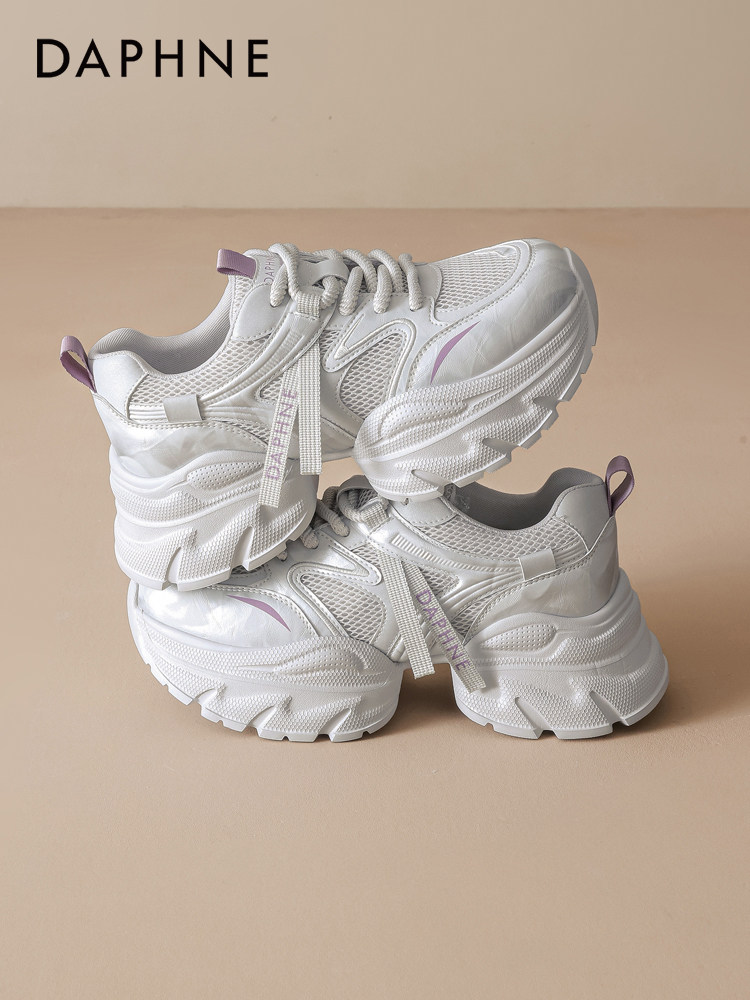 达芙妮银色厚底老爹鞋女款2026新款春季女鞋小个子增高休闲运动鞋主图