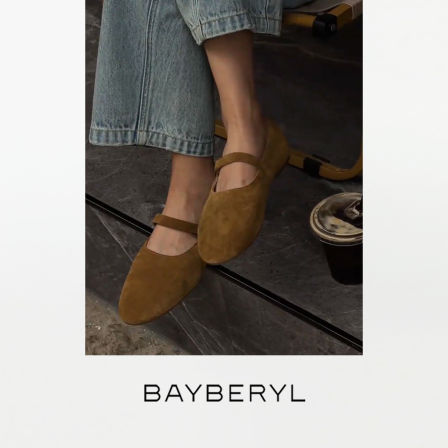 BAYBERYL 自制 红黄玛丽珍一字加绒面圆头平底浅口单鞋