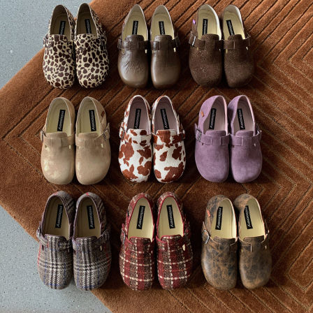 迷失麋鹿【油画松果勃肯】新款软底全包勃肯鞋女增懒人一脚蹬勃肯