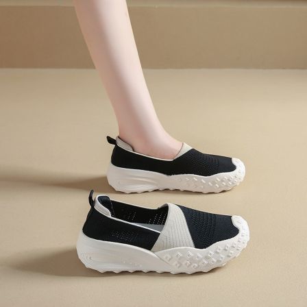 帆布鞋女2026新款春季透气一脚蹬布鞋孕妇软底休闲黑色渔夫鞋34码